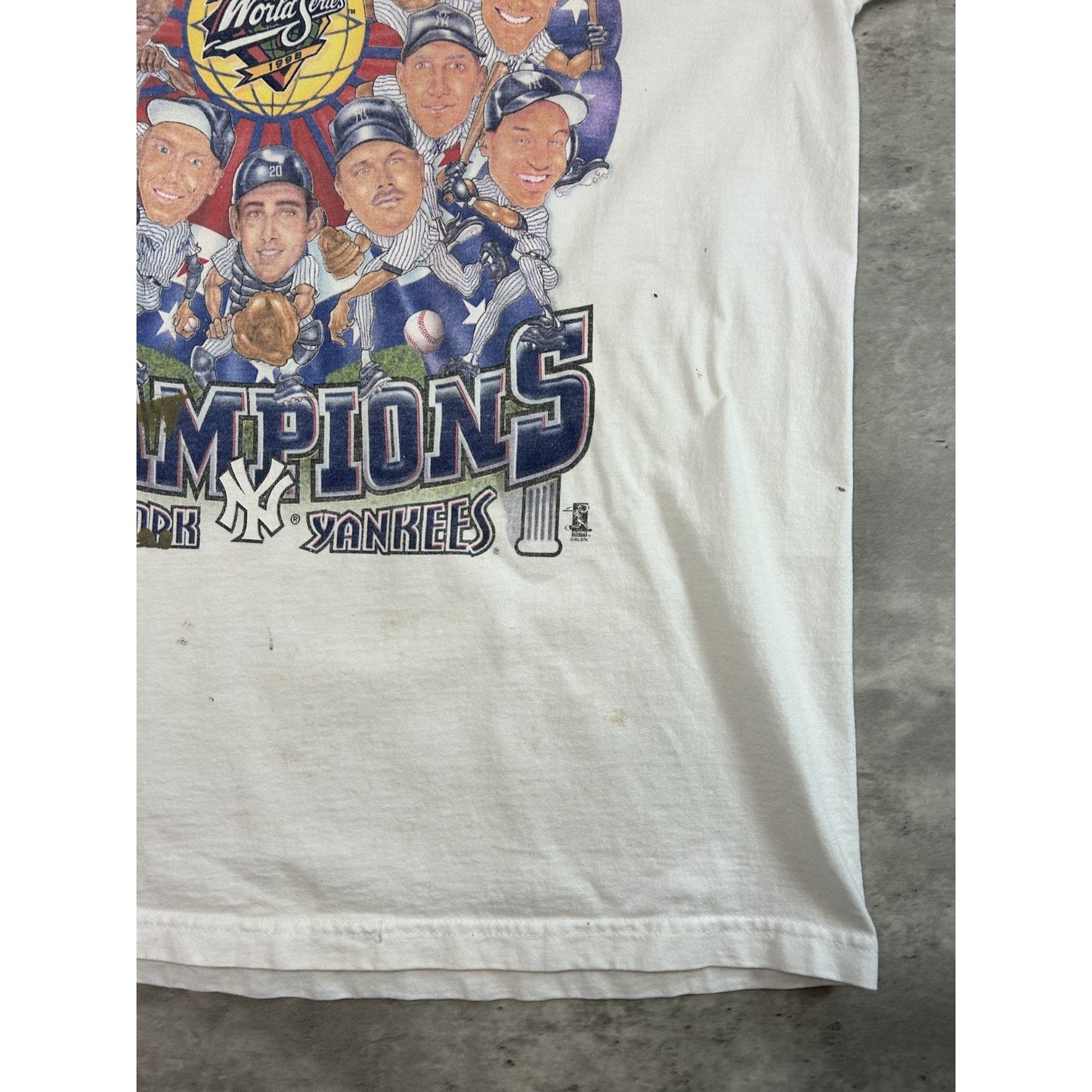 Vintage 1998 New York Yankees MLB World Series Champs Caricature T-Shirt Large