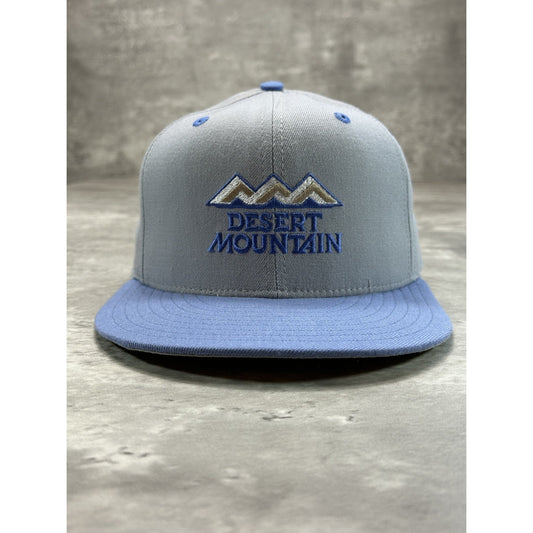 Vintage 90s Desert Storm Embroidered Spellout Logo Fitted Hat Size 7 Blue