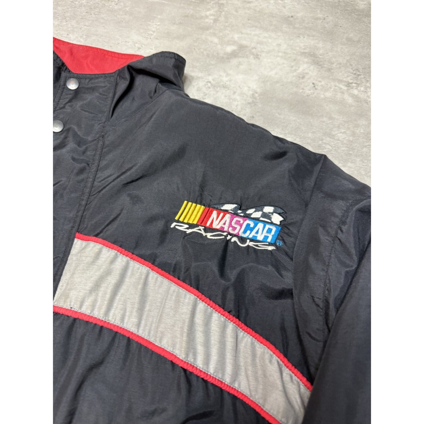 Vintage Nascar Racing Embroidered Logo Full Zip Nylon Windbreaker Jacket Sz 2XL