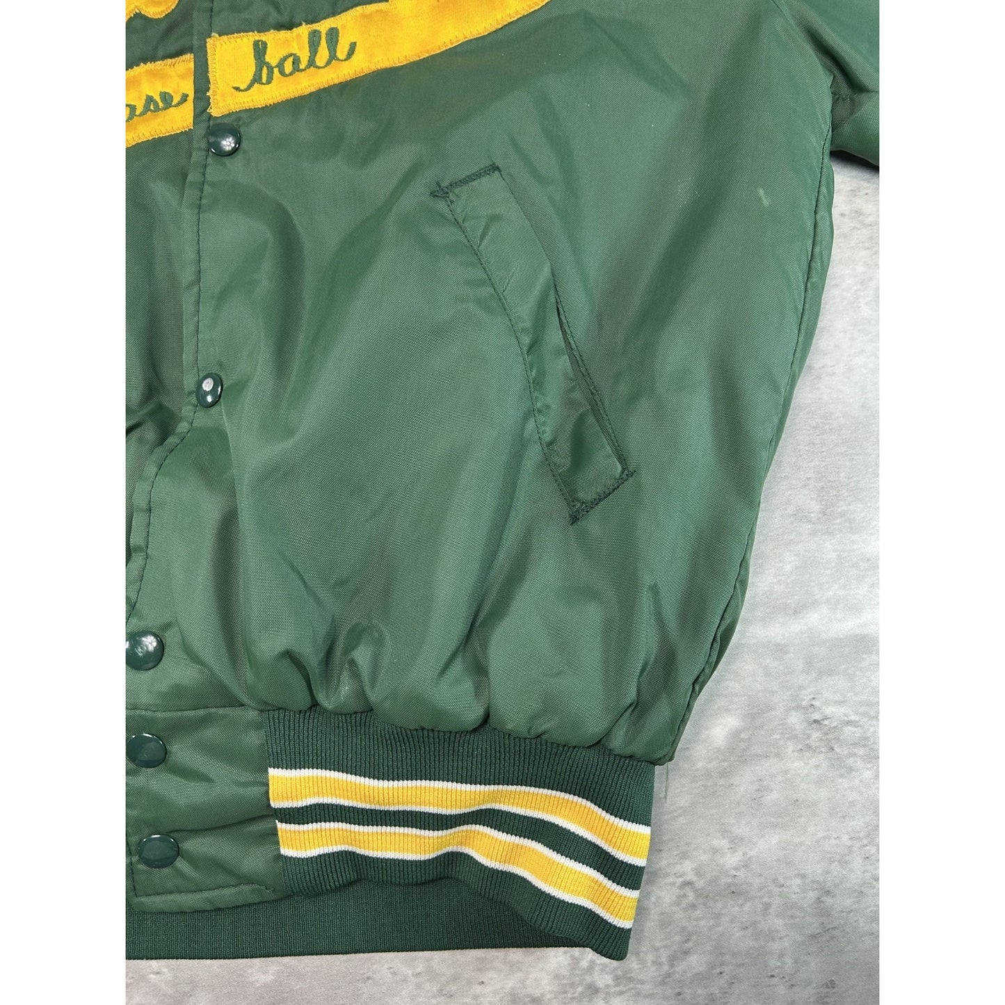 Vintage 80s Oswego Baseball Embroidered Nylon Bomber Jacket Size Medium