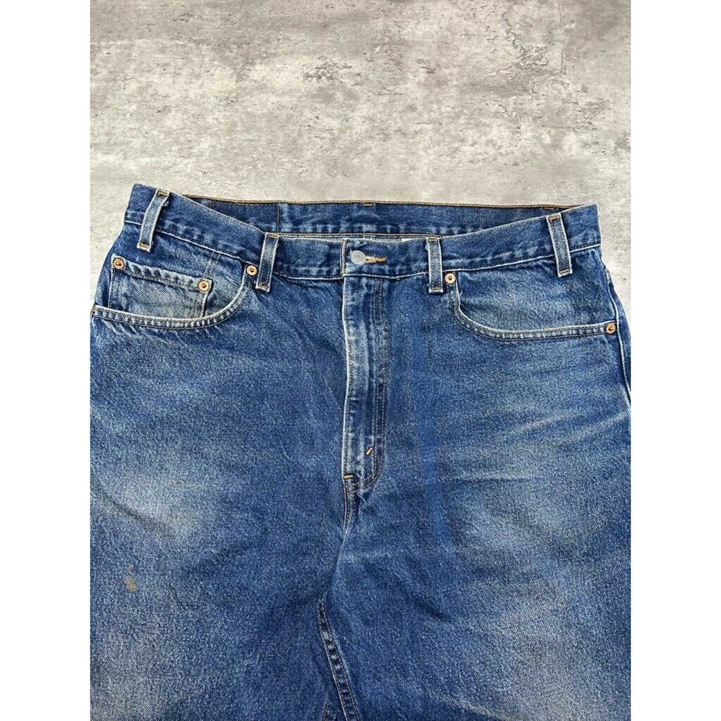 Vintage 90s Levis 505 Red Tab Regular Fit Dark Wash Denim Pants Size 38 Blue