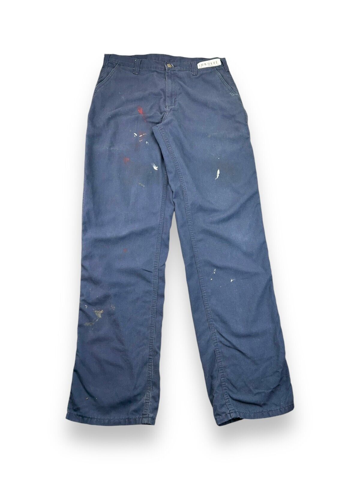 Vintage Carhartt Dungaree Fit Canvas Work Wear Carpenter Pants Size 35W Blue