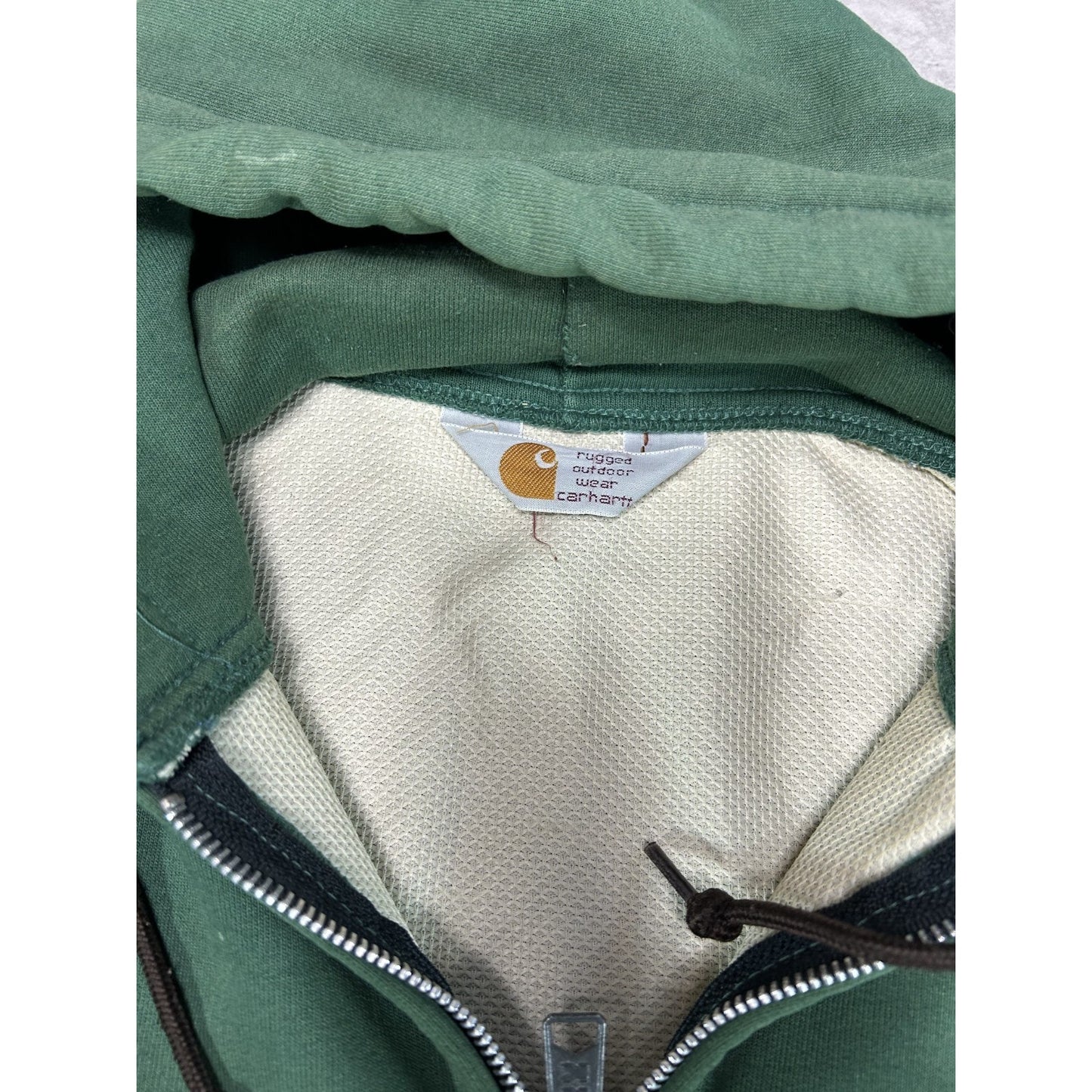 Vintage 80s/90s Carhartt Thermal Lined Workwear Full Zip Hooded Sweatshirt 2XL