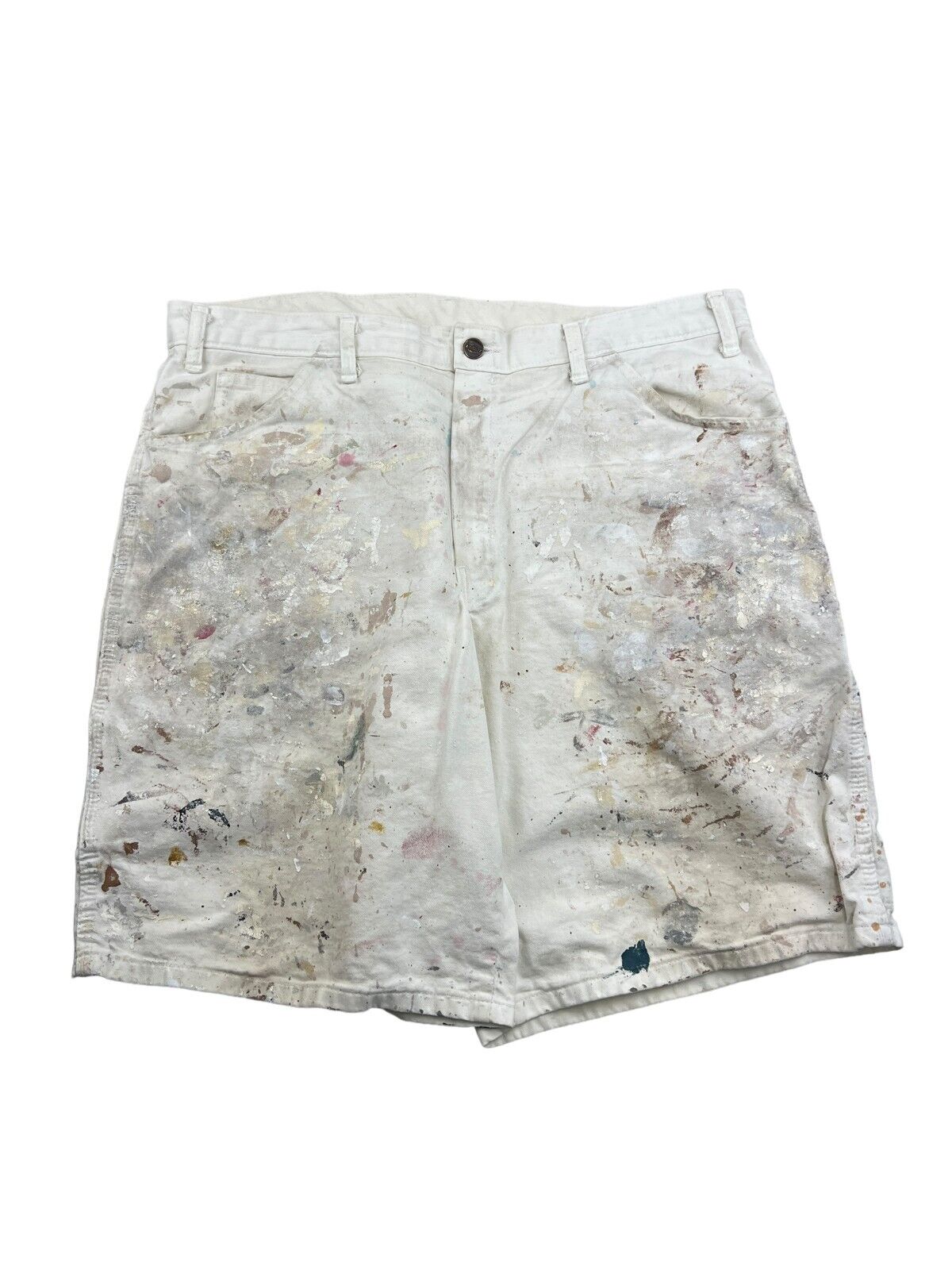 Vintage Dickies Canvas Workwear Painters Shorts Size 36 White