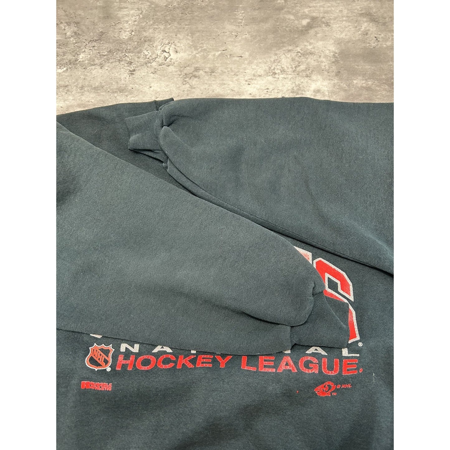 Vintage 90s Buffalo Sabres NHL Graphic Spellout Hockey Sweatshirt Size 2XL
