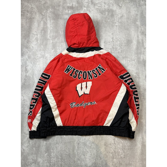 Vintage 90s Wisconsin Badgers NCAA Insulated 1/2 Zip Pullover Jacket Size XL