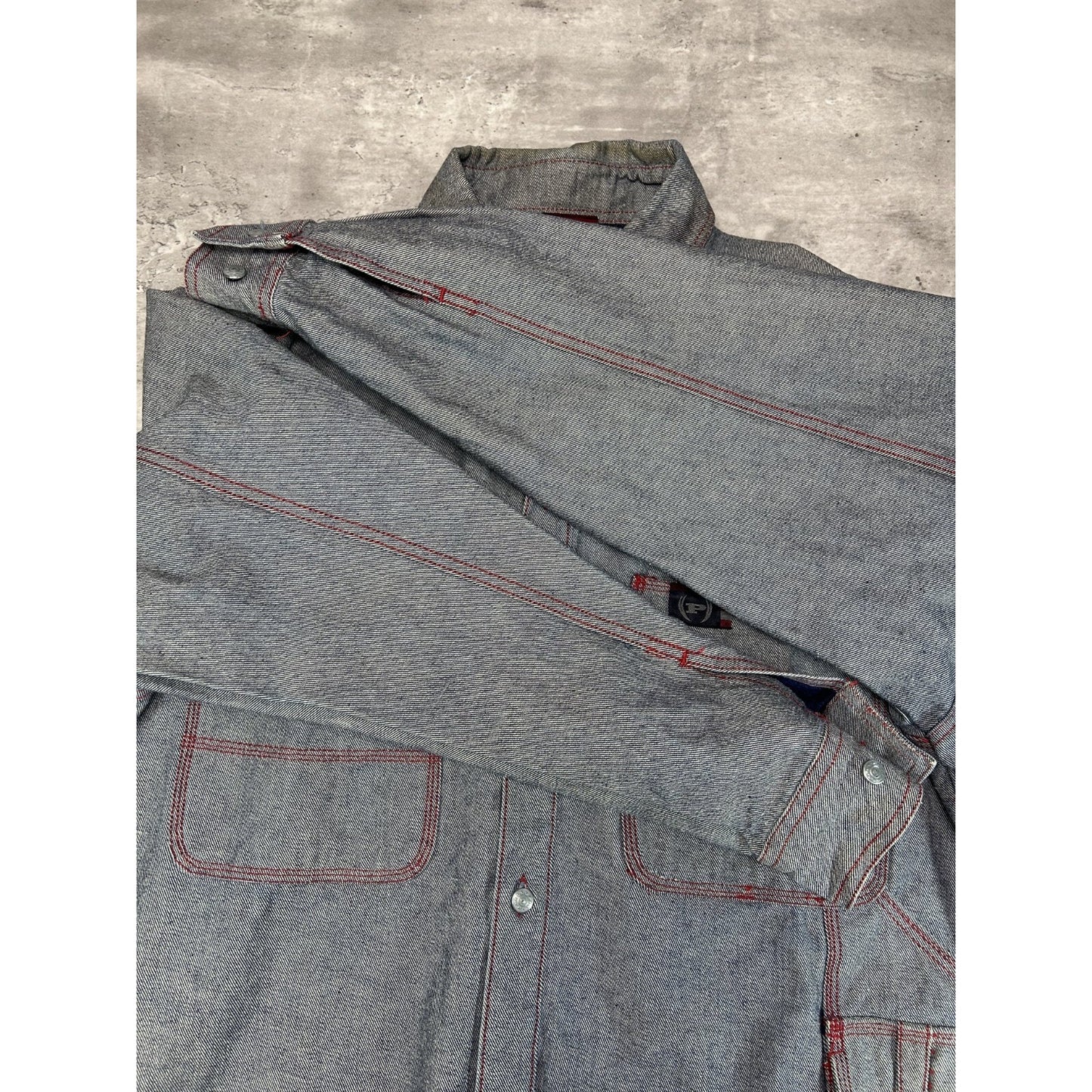 Vintage Y2K Phat Farm Denim Multi Pocket Light Wash Jacket Size Large