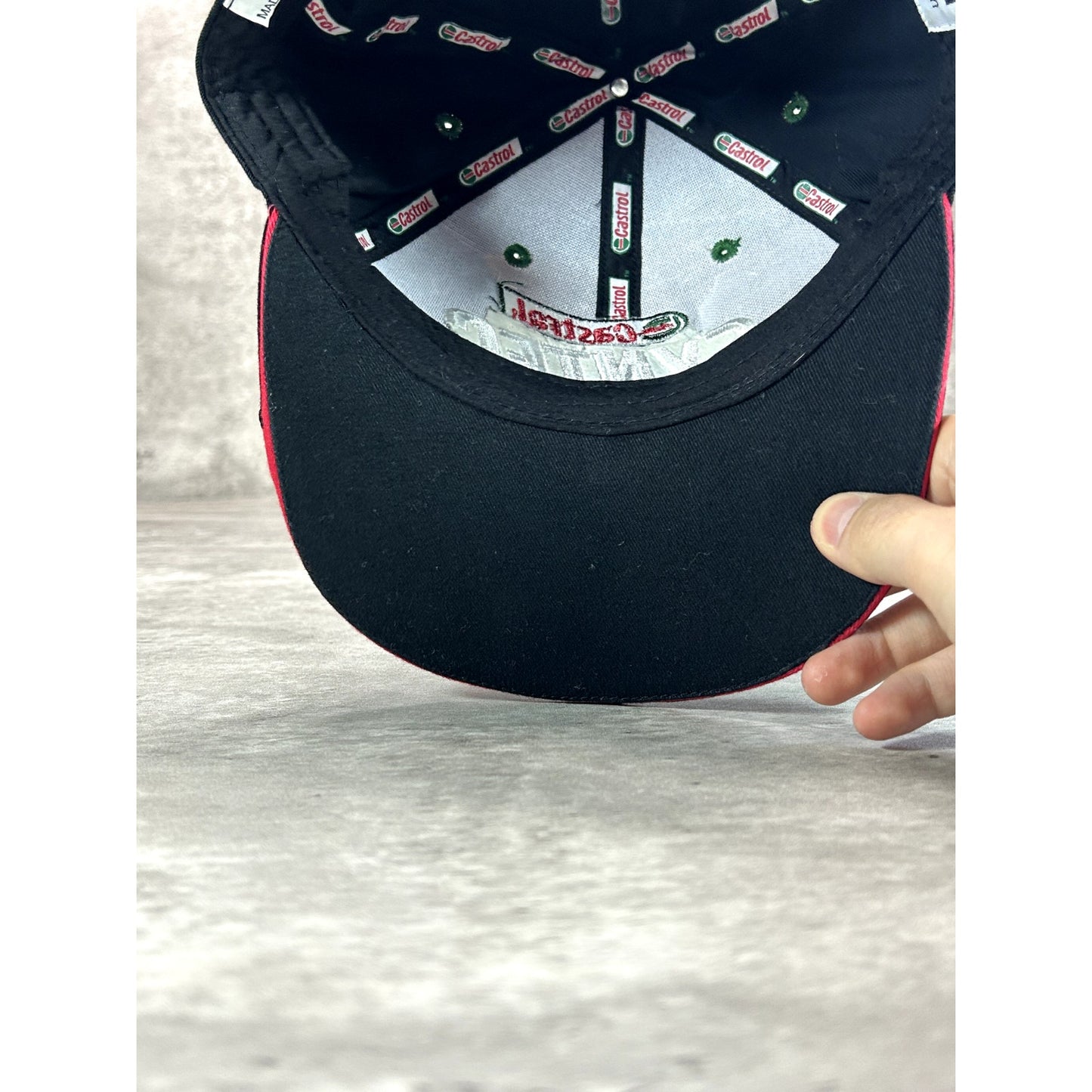 Vintage Castrol Syntec Racing Embroidered Spellout Strapback Hat OSFA Black