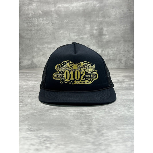 Vintage 80s/90s Q102 Americas WQMQ Music Radio Trucker Snapback Hat OSFA