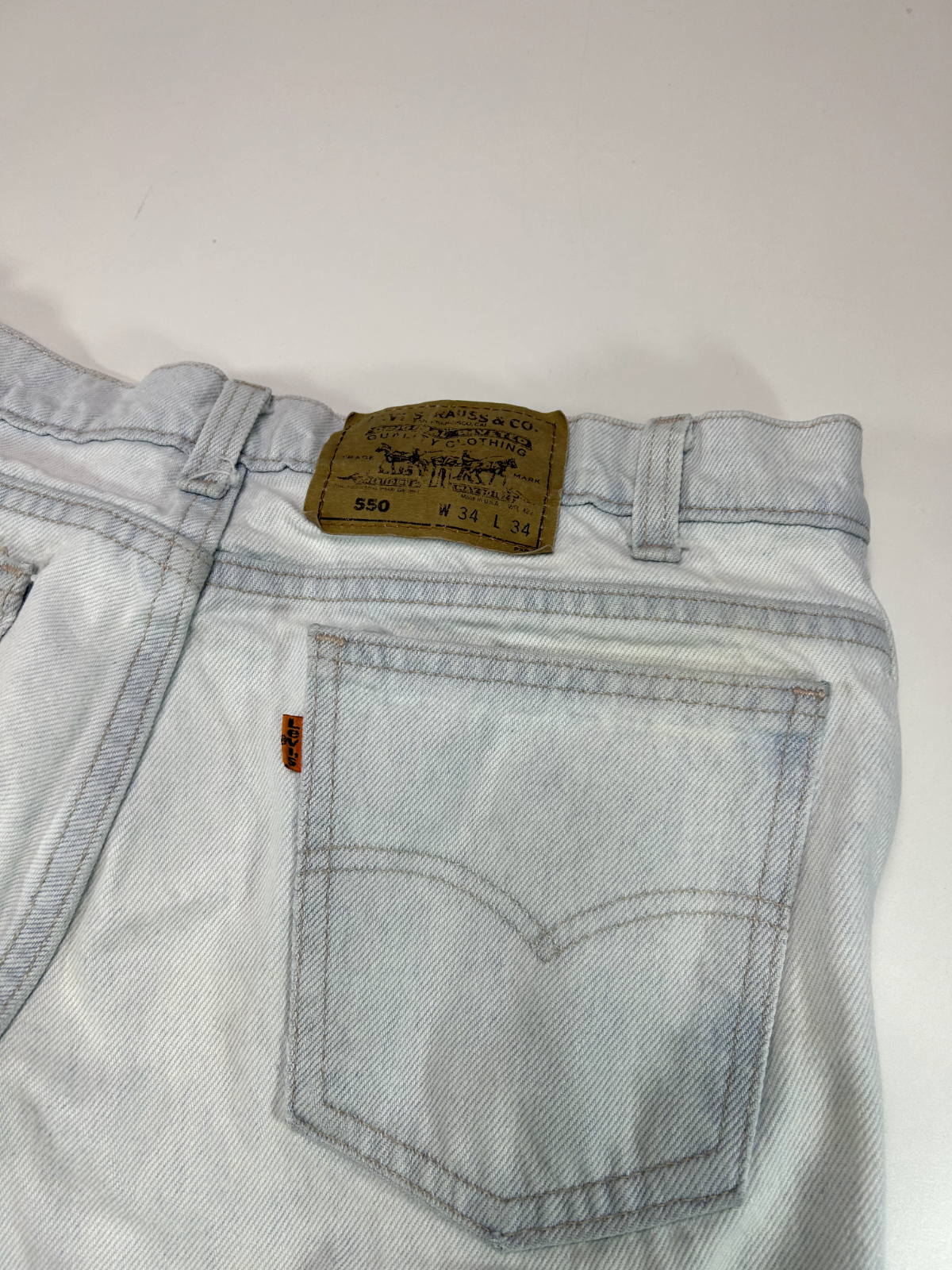 Vintage 80s Levis 550 Orange Tab Light Wash Denim Pants Size 33W