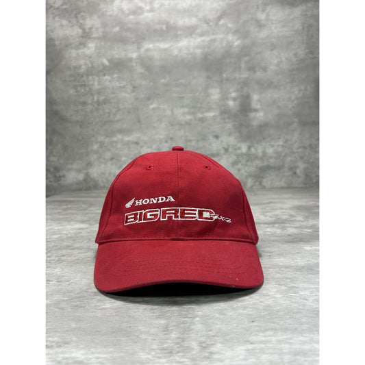 Vintage 90s Honda Big Red Embroidered Spellout Strapback Hat OSFA Red