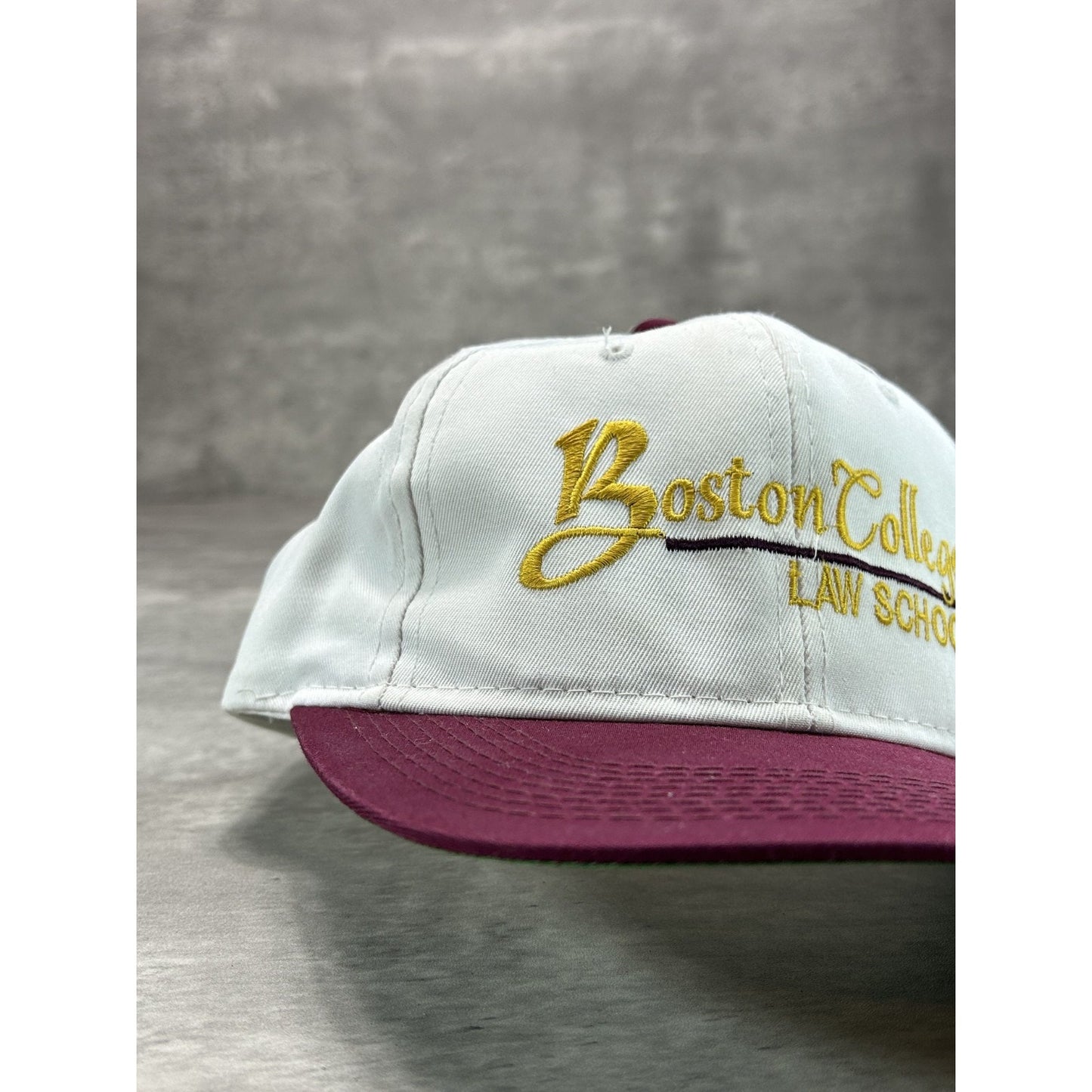 VTG 90s Boston College Law School NCAA Embroidered Spellout Snapback Hat OSFA