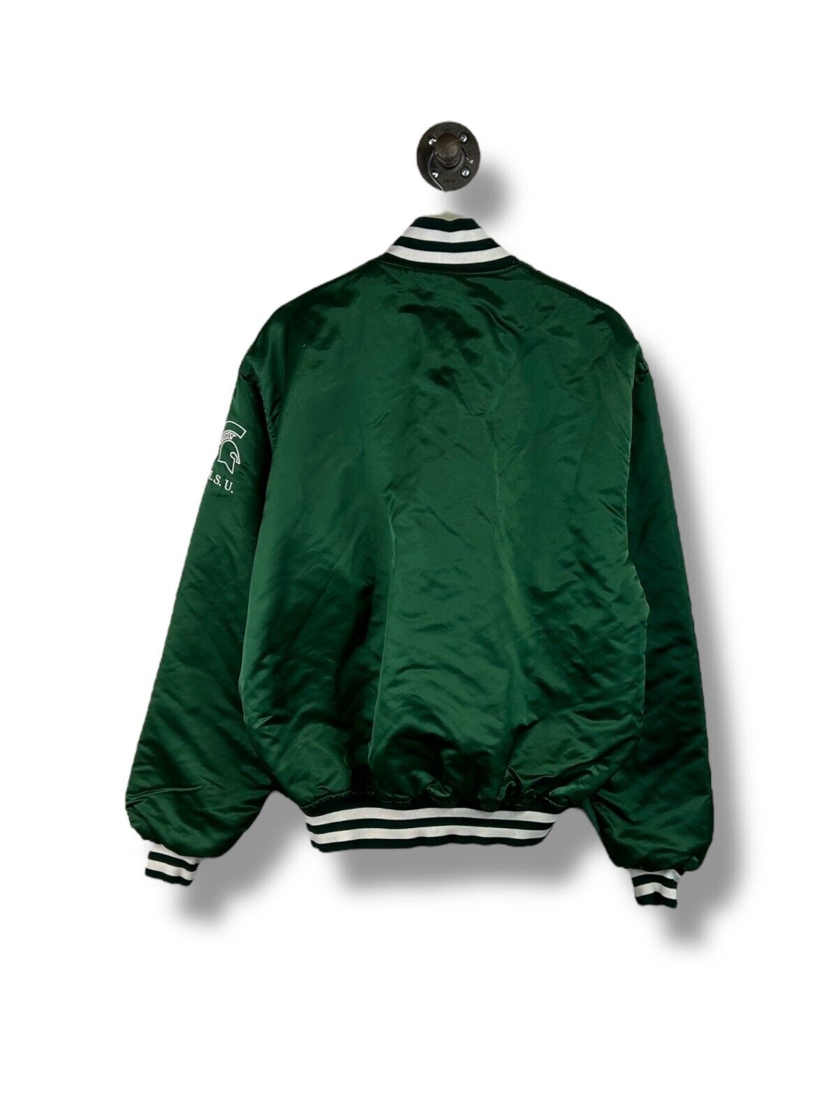 Vintage 80s Michigan State Spartans NCAA Satin Varsity Bomber Jacket Size XL