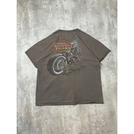 Vintage Catskill Mountain Thunder Motorcycle Graphic T-Shirt Size XL Gray