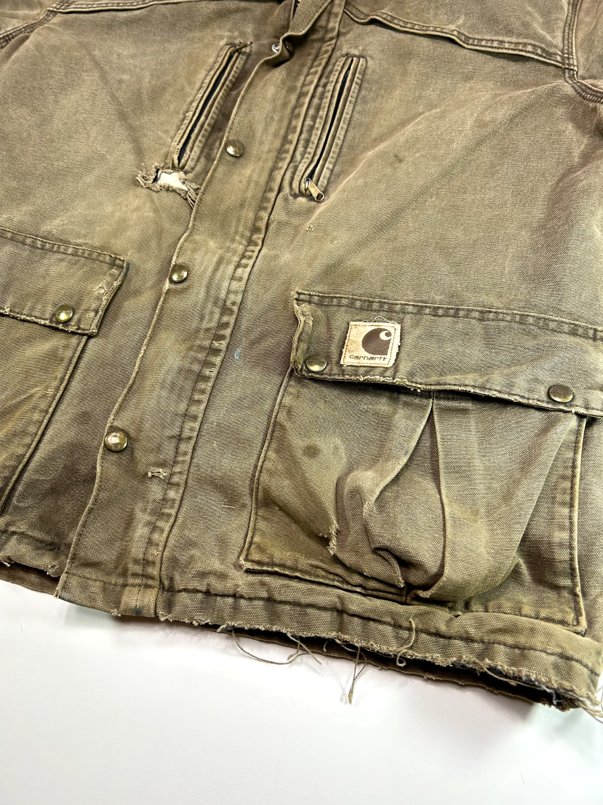 Vintage 90s Carhartt Blanket Lined Canvas Workwear Farm Jacket Size Medium Brown