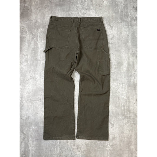 Vintage Dickeis Canvas Workwear Carpenter Pants Size 36 Olive Green