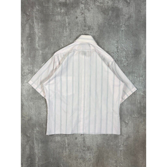 Vintage Editions Striped Short Sleeve Cropped Button Up Shirt Size Medium