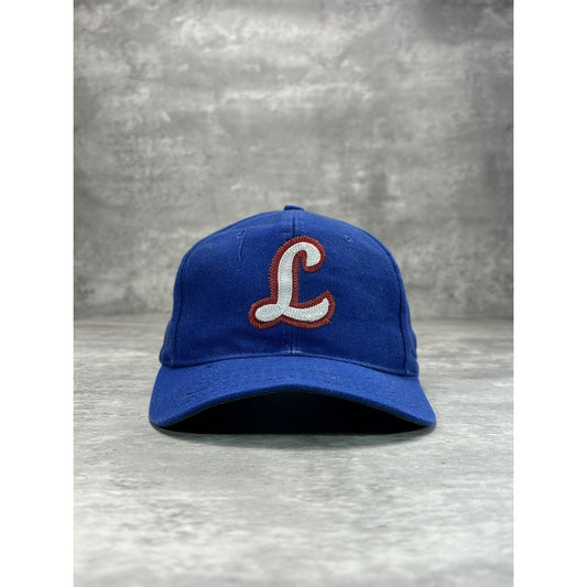 Vintage 90s Embroidered Cursive L Snapback Hat OSFA Blue