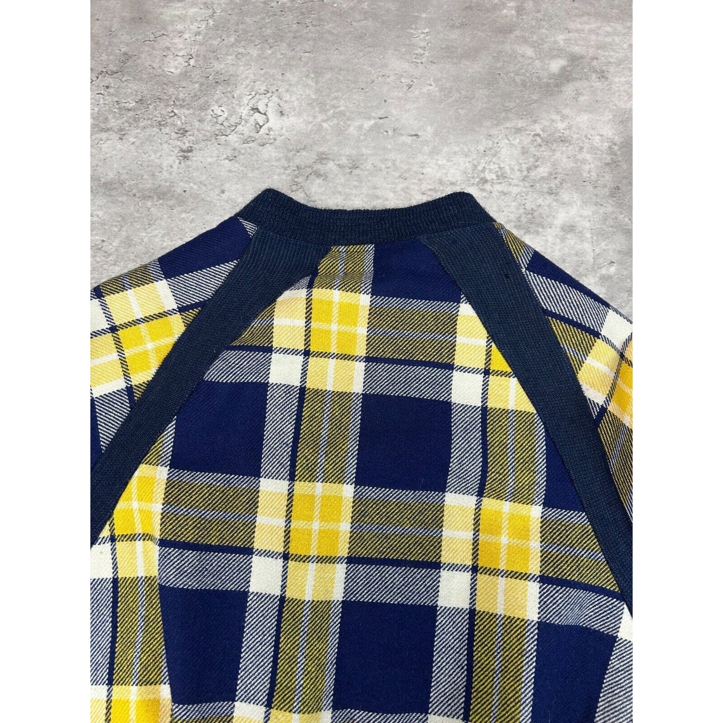 1960s Plaid Print Checkered Full Zip Bomber Jacket Size Small
