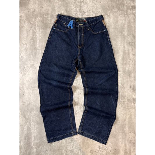 Vintage Y2K Southpole Baggy Fit Embroidered Dark Wash Denim Pants Size 33