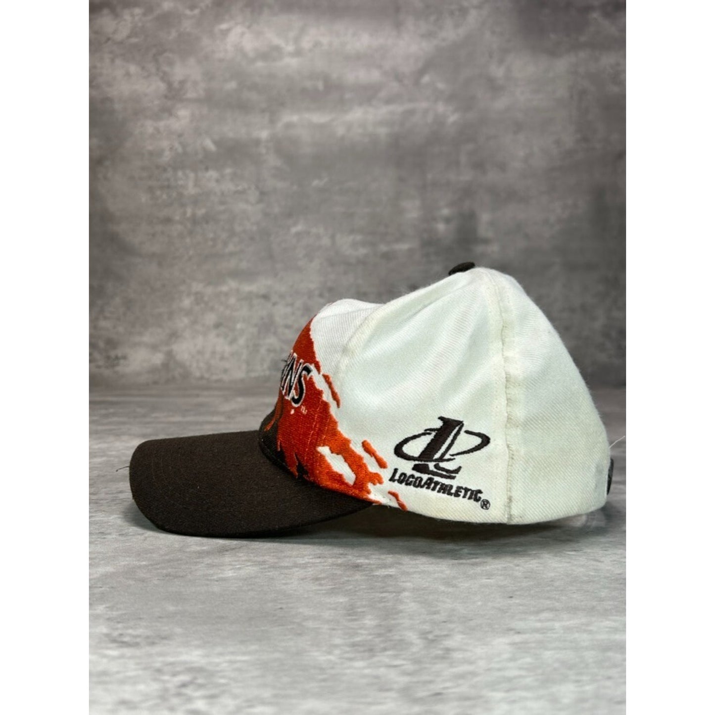 Vintage 90s Cleveland Browns NFL Logo Athletics Splash Snapback Hat OSFA