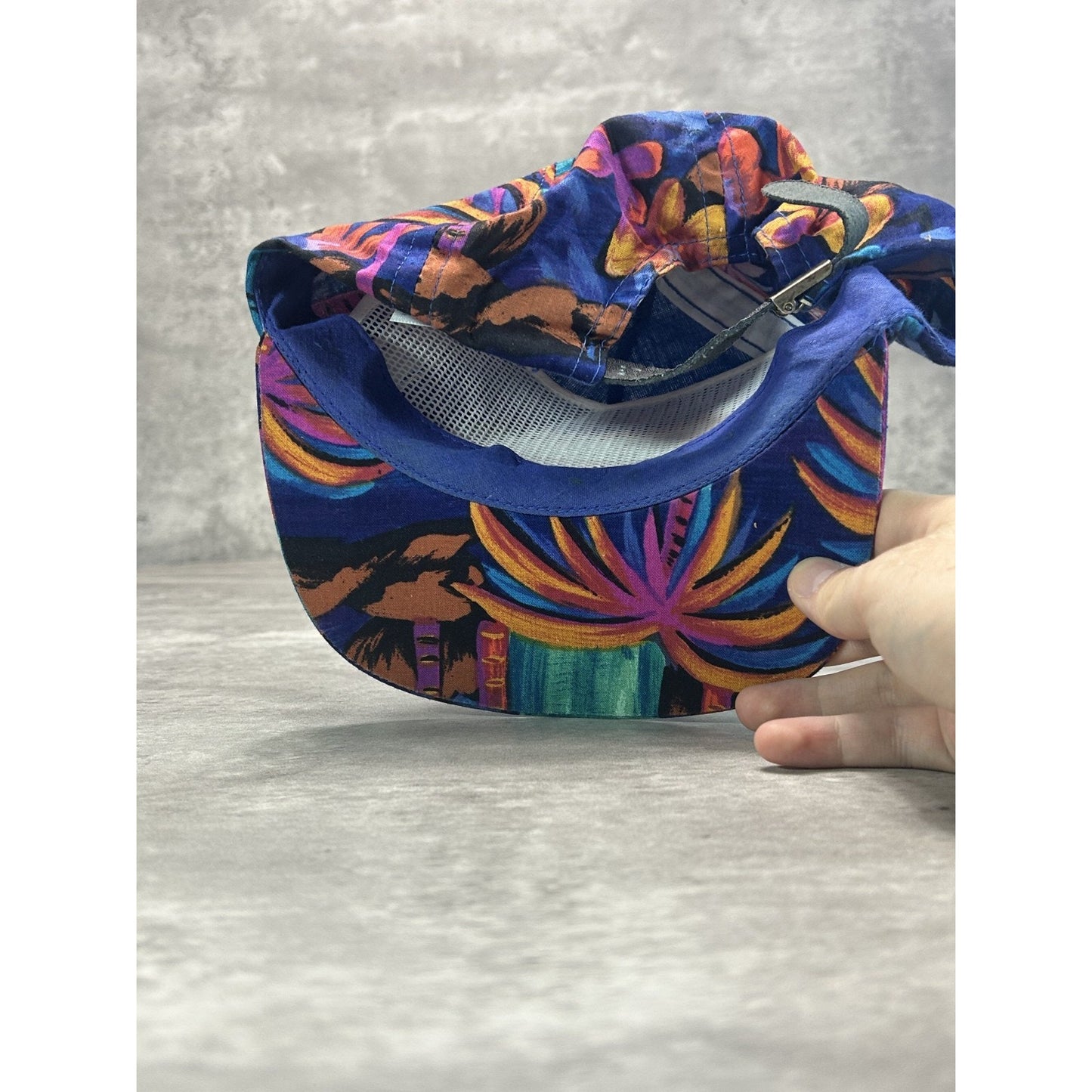 Vintage 90s Buffalo State Floral Print Embroidered Spellout Strapback Hat OSFA
