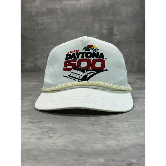 Vintage 1996 Daytona 500 Graphic Spellout Nascar Snapback Hat OSFA White