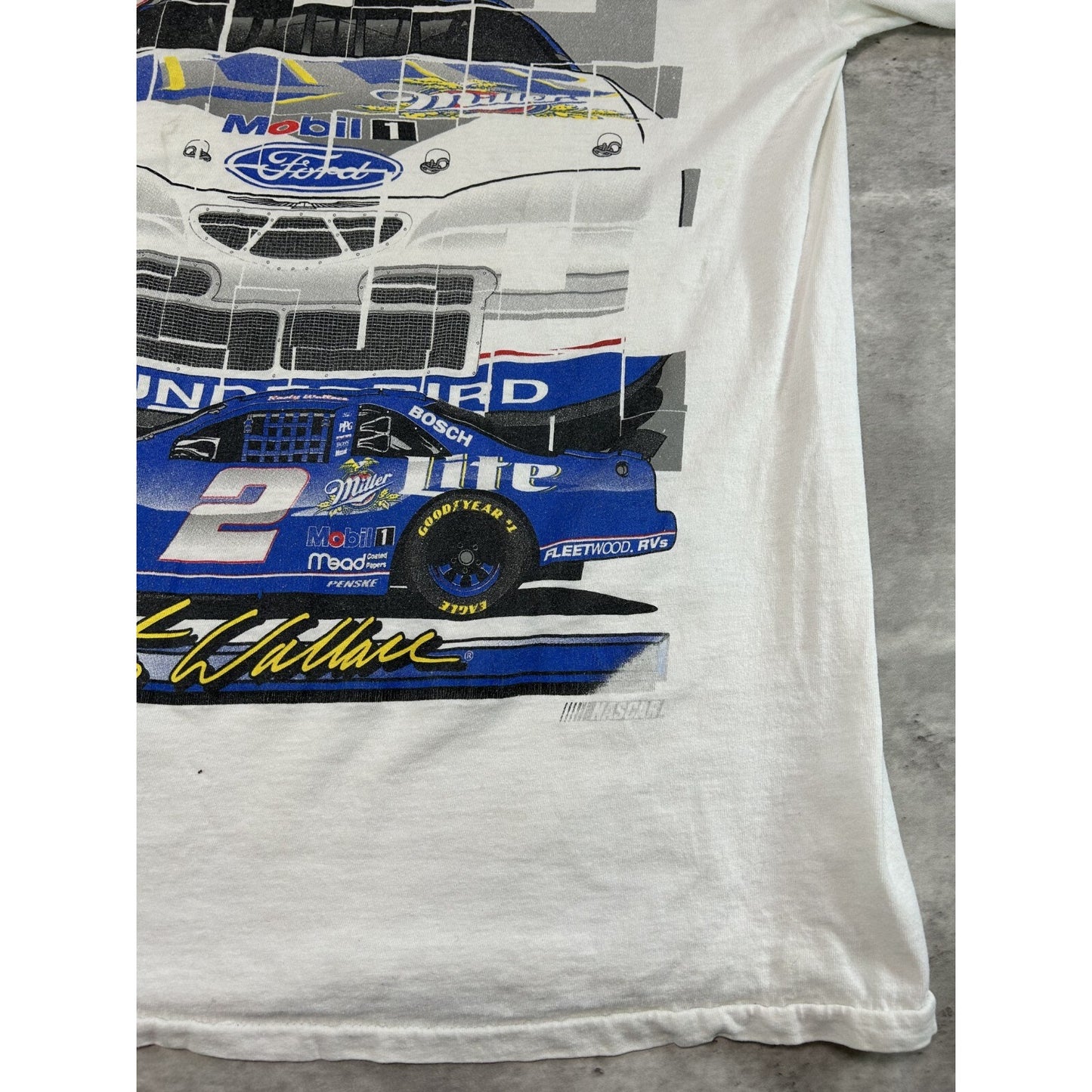 Vintage Rusty Wallace #2 Nascar Miller Lite Big Graphic T-Shirt Size Large White