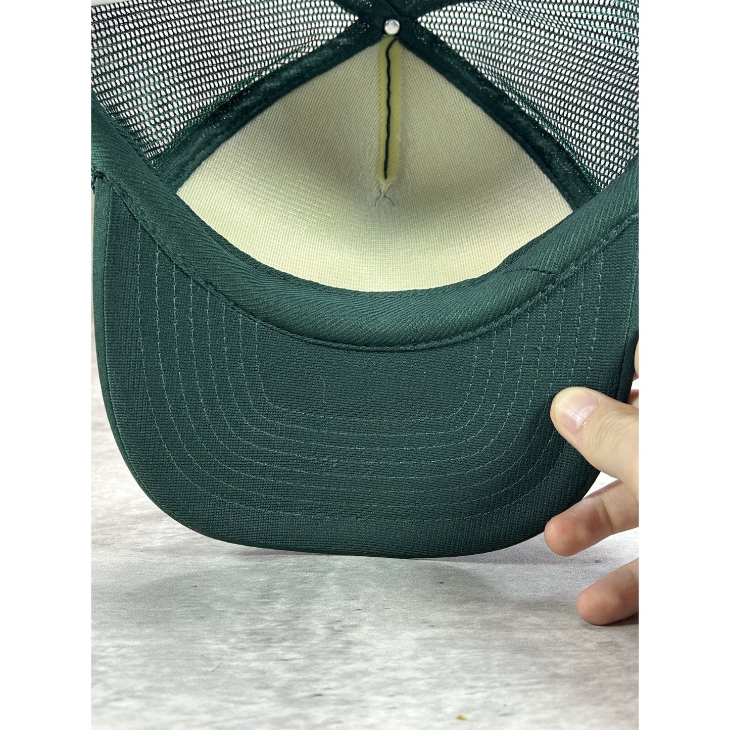 Vintage 1980s Trackside Tap Graphic Spellout Trucker Snapback Hat OSFA Green