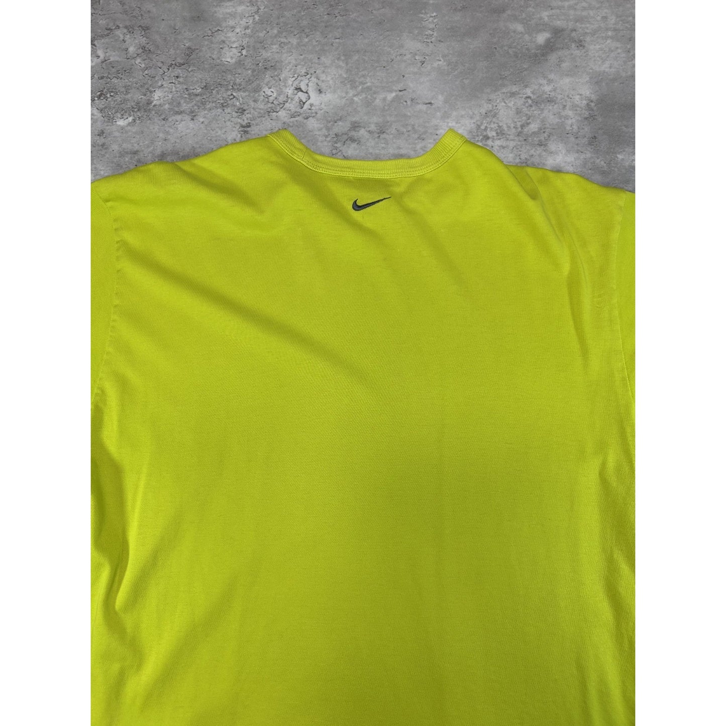Vintage 2000s Nike Striped Spellout Graphic T-Shirt Size Medium Neon Green