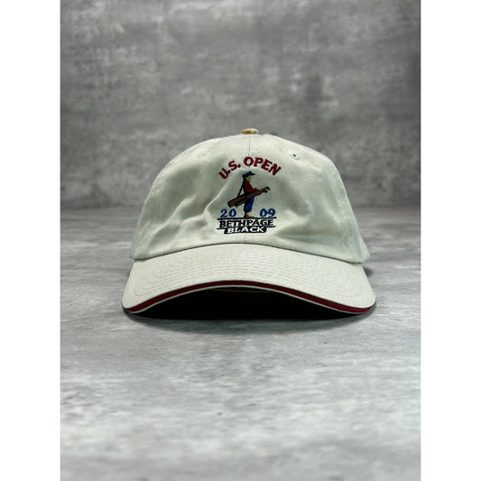 US Open Bethpage Embroidered Spellout Golf Strapback Hat OSFA Beige