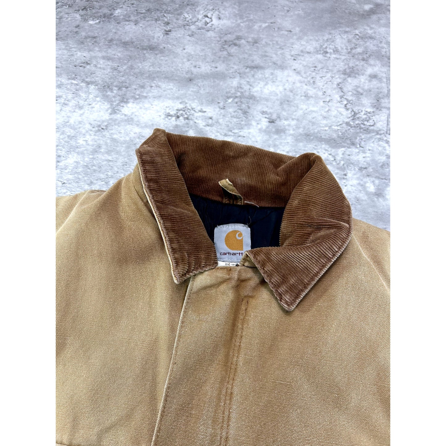 Vintage Carhartt Quilted Lined Canvas Work Wear Arctic Jacket Size XL Beige