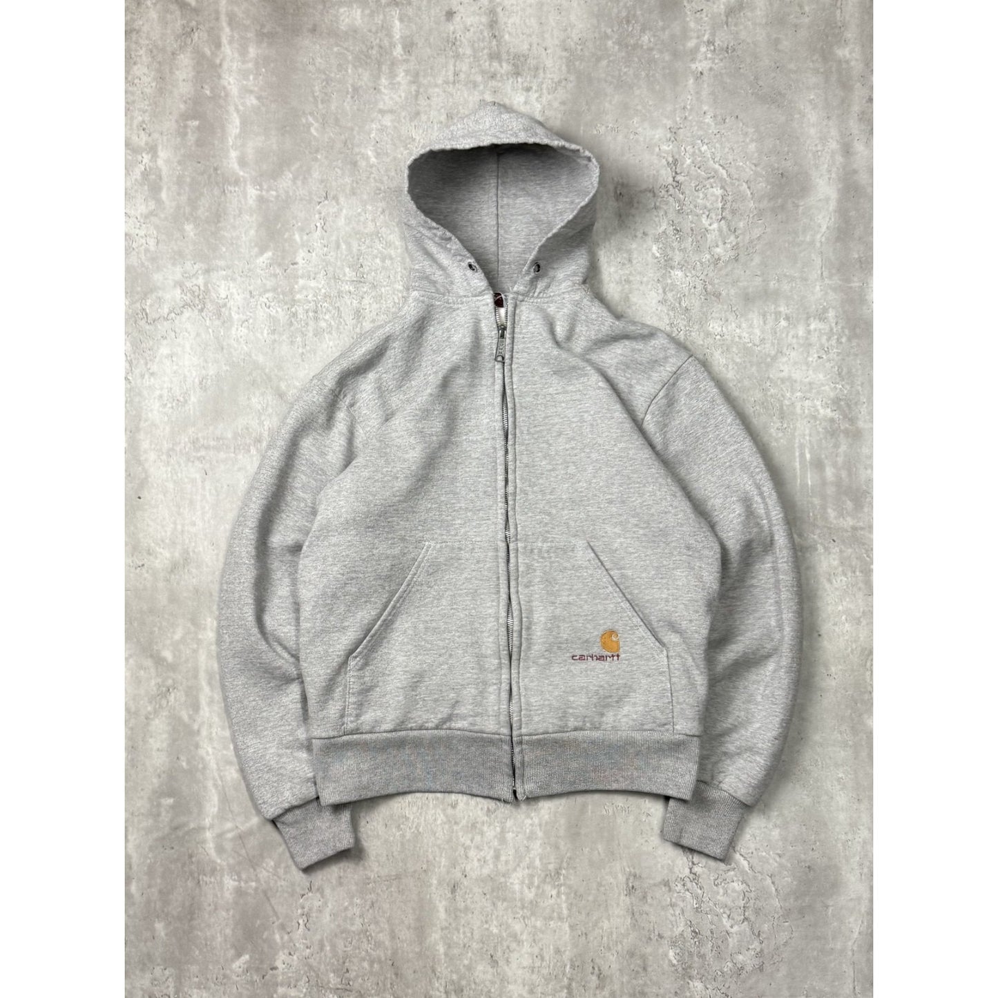Vintage 80s Carhartt Thermal Lined Full Zip Hooded Workwear Sweatshirt Sz Medium
