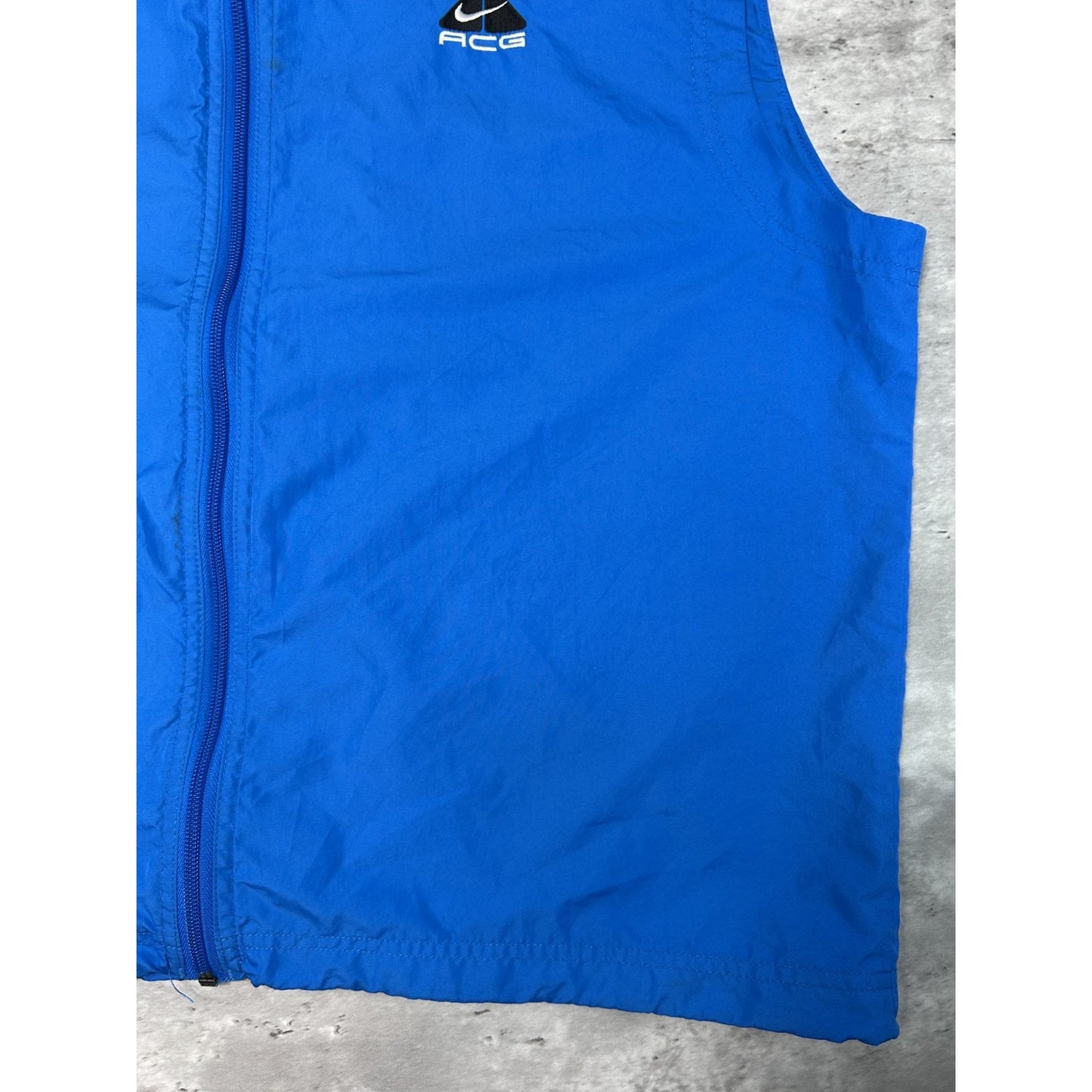 Vintage 90s Nike ACG Embroidered Logo Full Zip Running Vest Size XL Blue