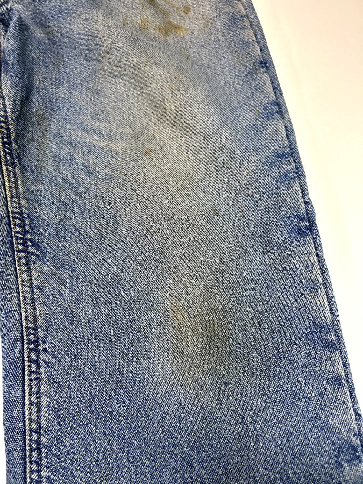 Vintage Carhartt Fleece Lined Medium Wash Denim Workwear Pants Size 34W Blue