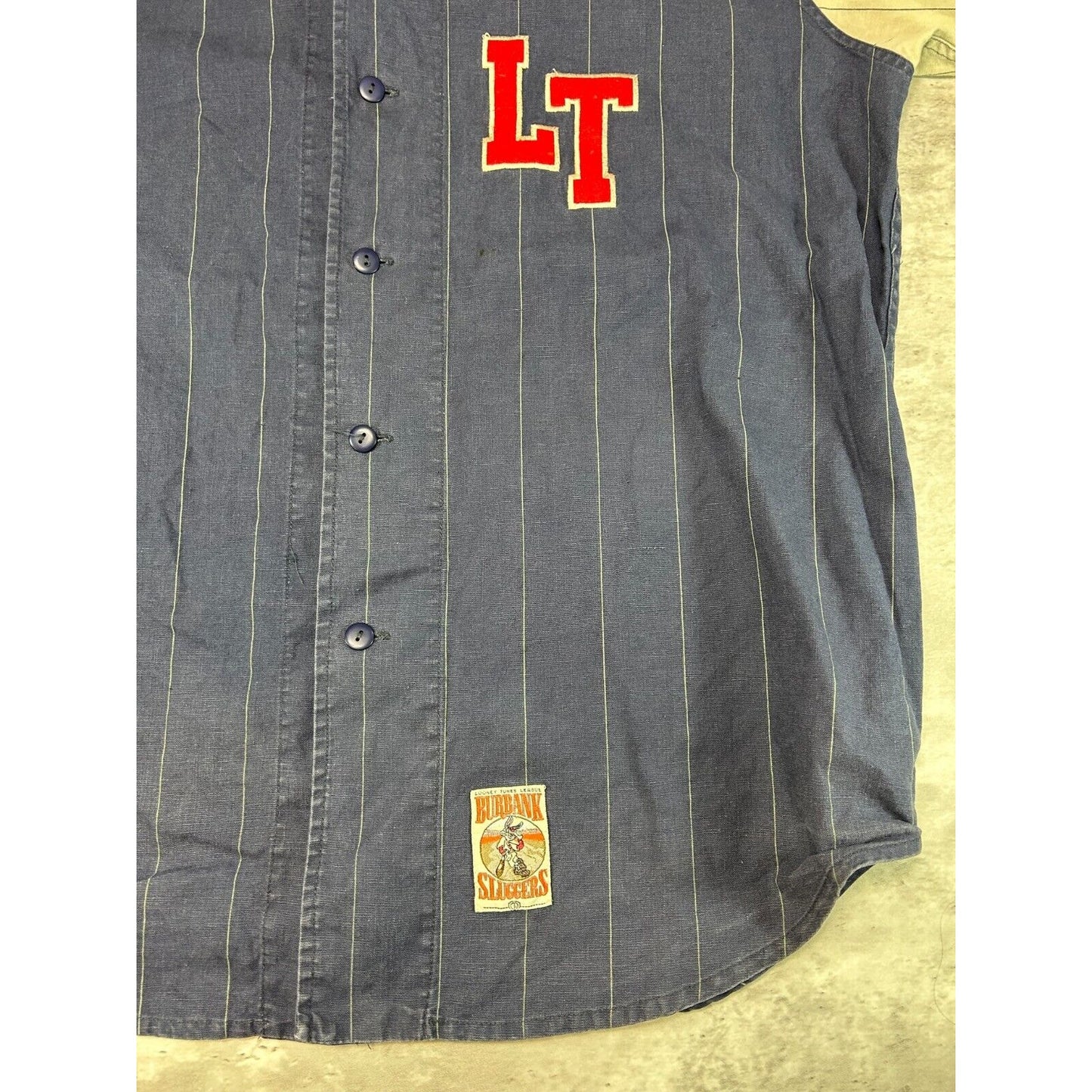 Vintage 90s Looney Tunes Embroidered Burbank Sluggers Baseball Jersey Size XL