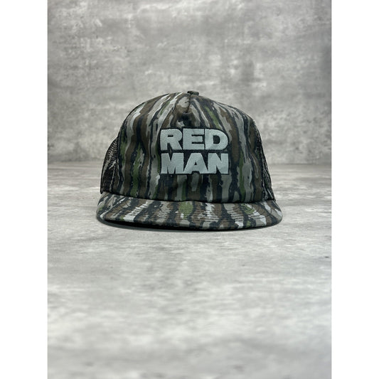 Vintage 80s Red Man Tree Camo Hunting Trucker Snapback Hat OSFA