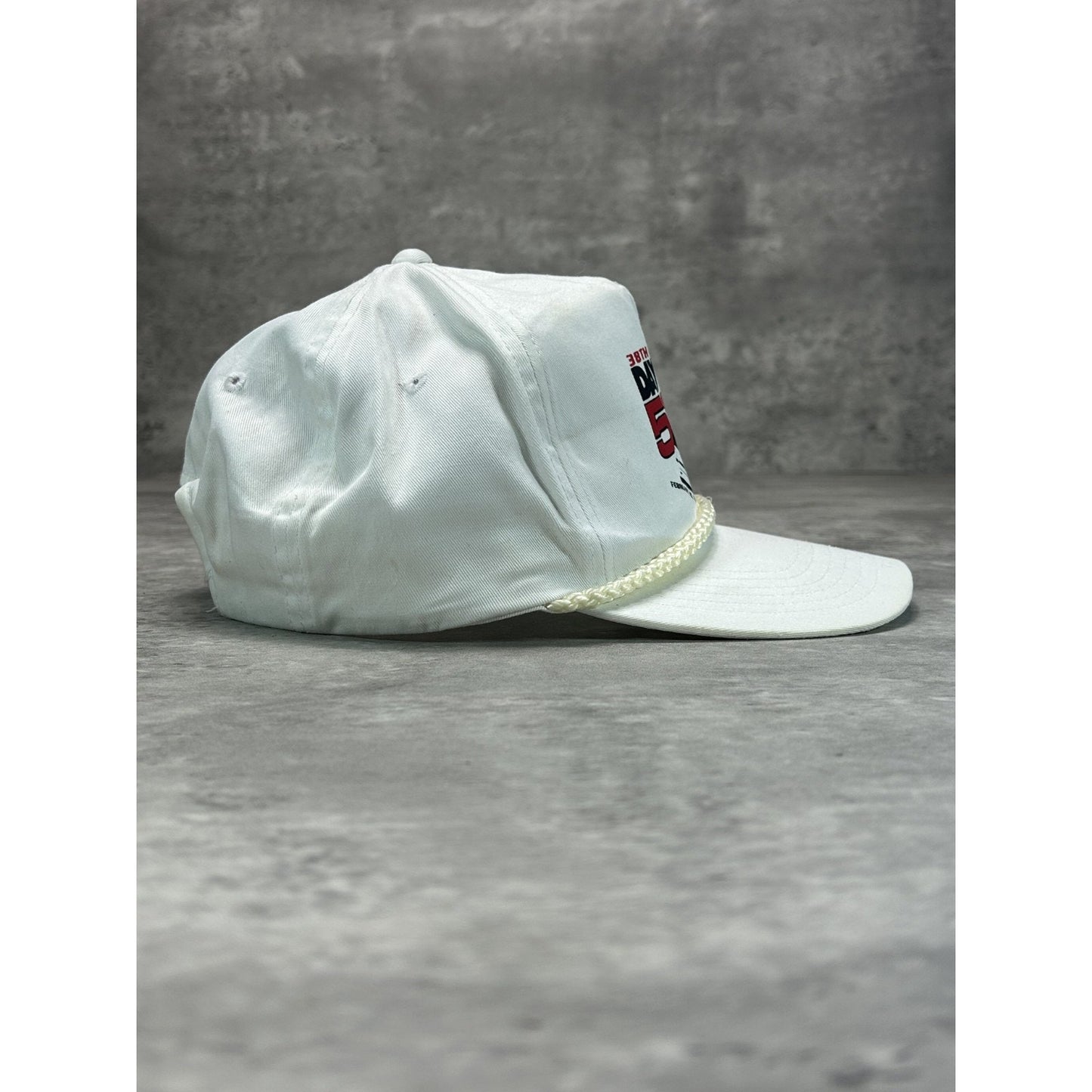 Vintage 1996 Daytona 500 Graphic Spellout Nascar Snapback Hat OSFA White