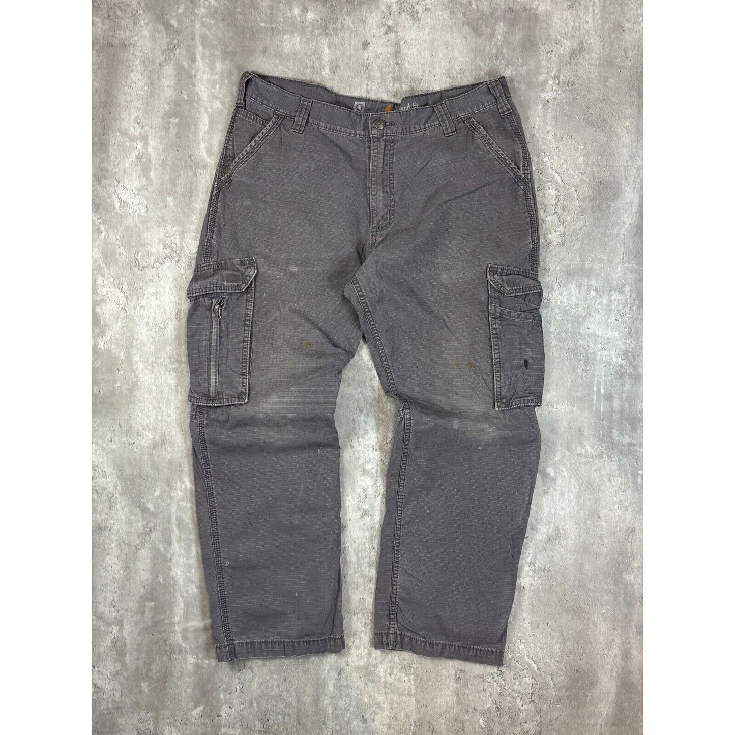 Carhartt Relaxed Fit Ripstop Workwear Cargo Carpenter Pants Size 38 Gray