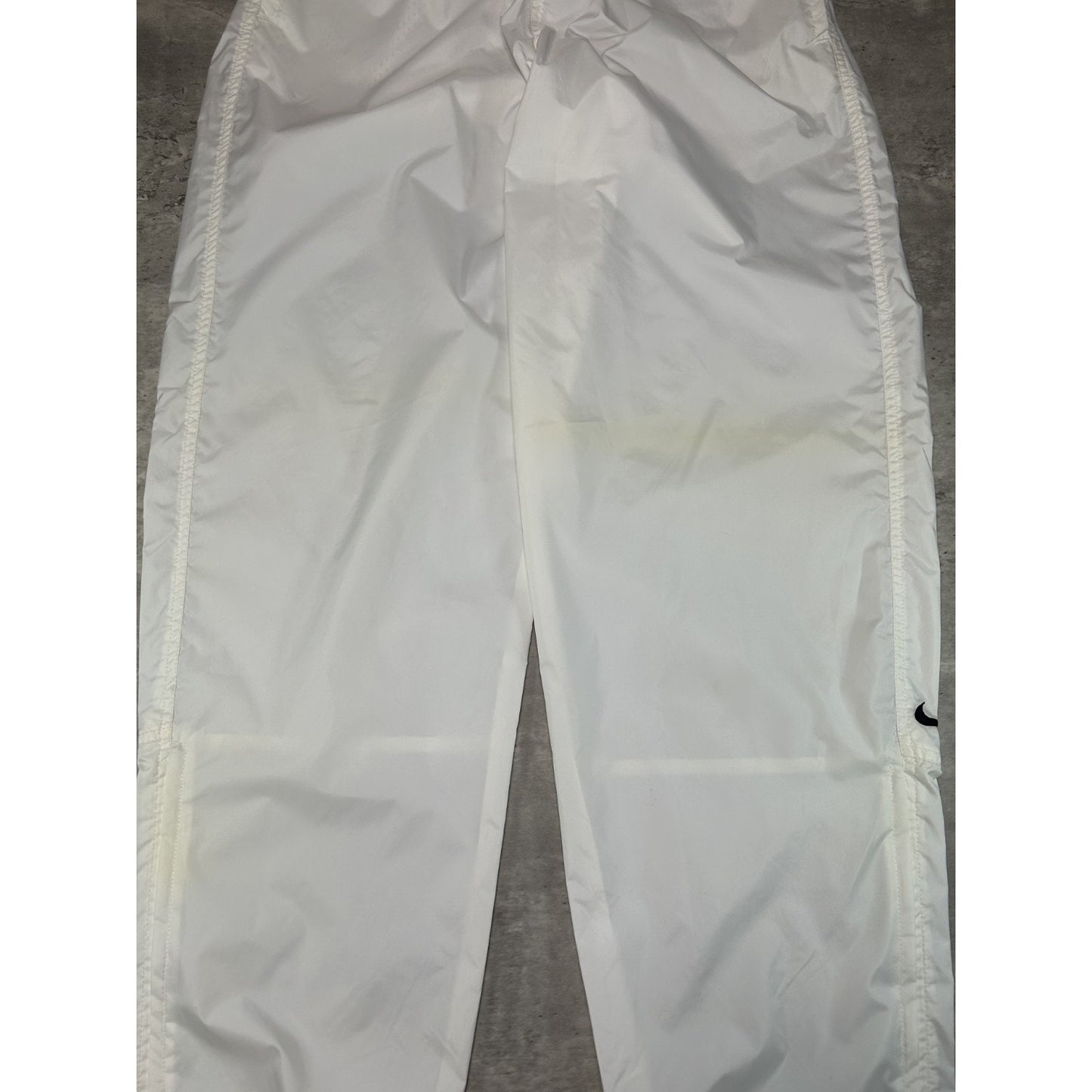 Vintage 90s Nike Embroidered Swoosh Nylon Track Pants Size Large White