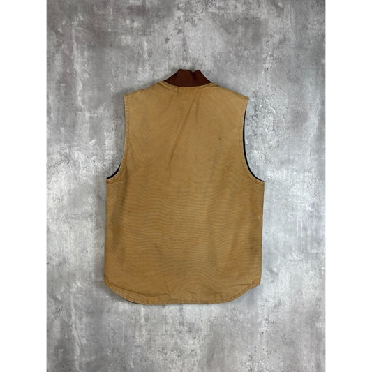 Vintage Carhartt Insulated Canvas Workwear Full Zip Vest Size Small Beige