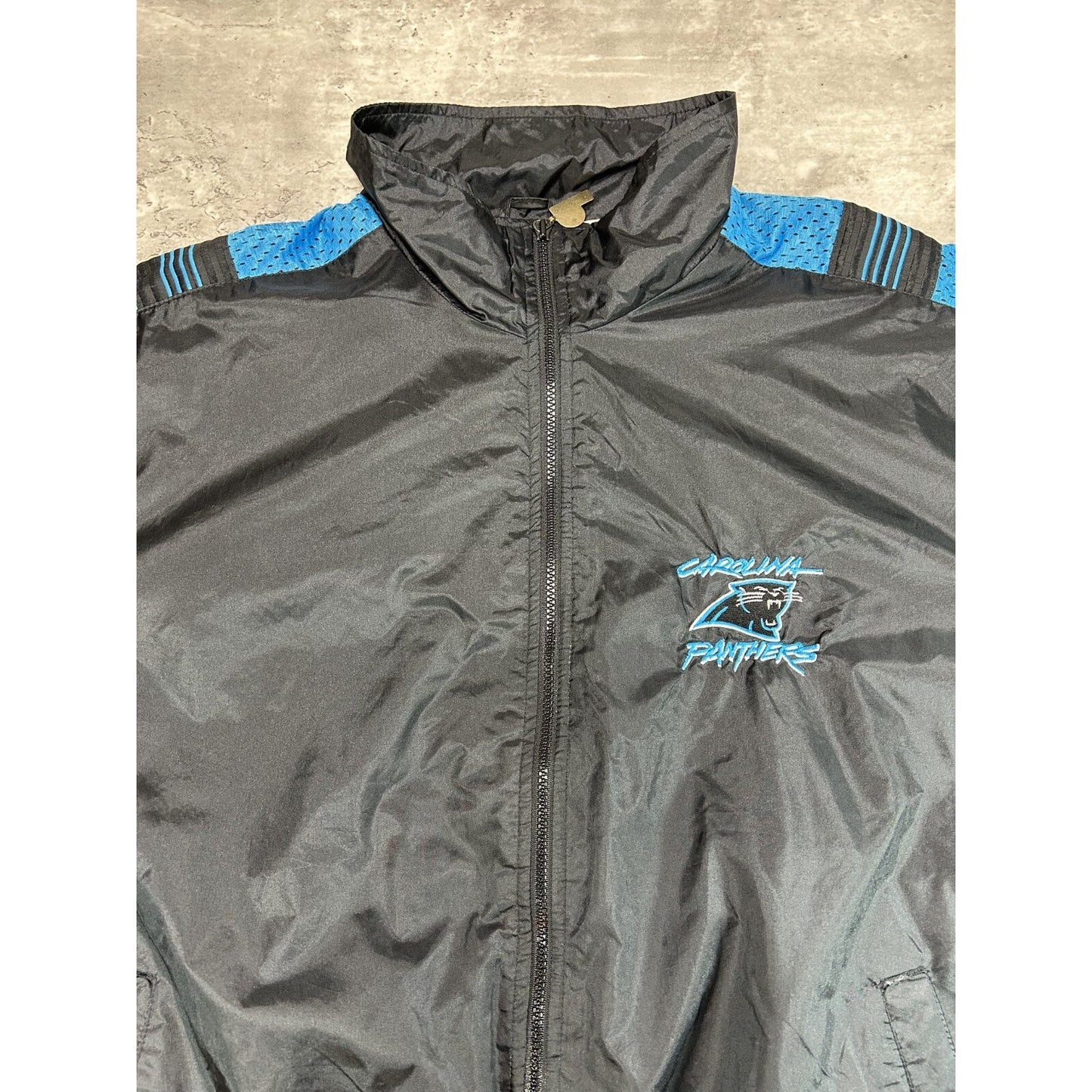 Vintage 90s Carolina Panthers NFL Pro Player Nylon Windbreaker Jacket Size XXL