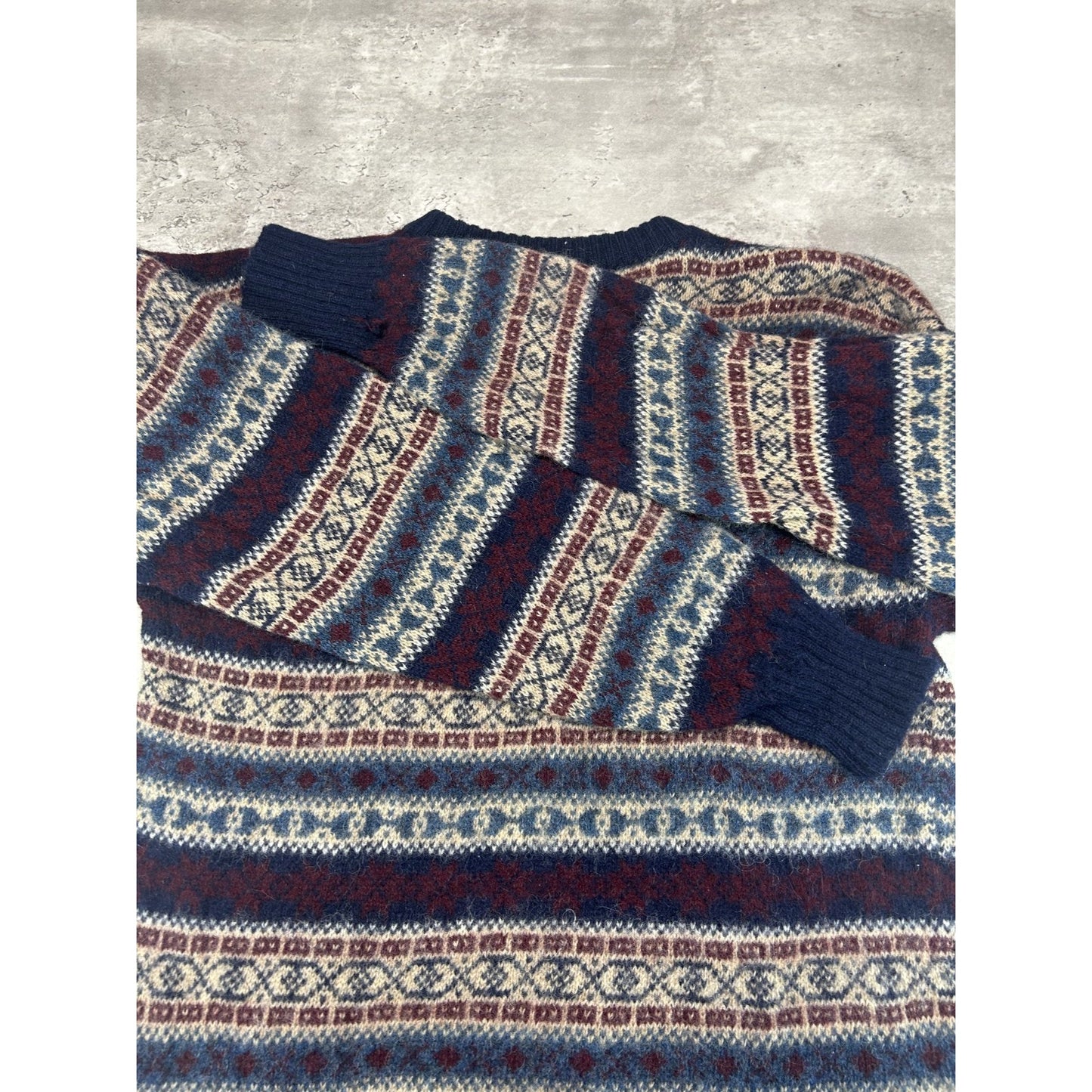 Vintage 80s/90s Chaps Ralph Lauren Geometric Striped Knit Sweater Size Large