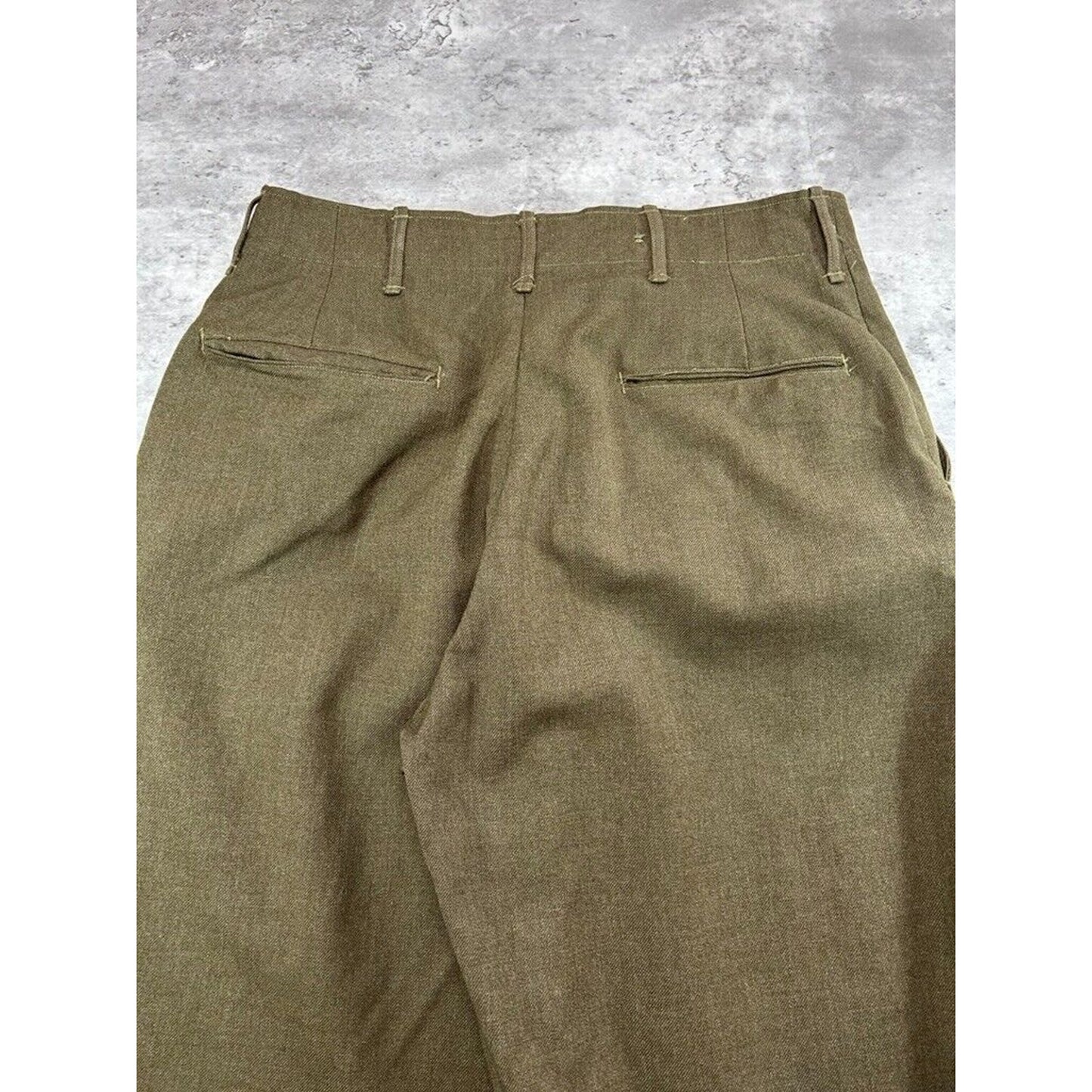 Vintage 1950s Wool Army Trouser Style Pants Size 32 Green