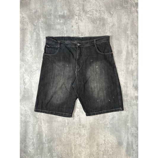 Vintage Y2K Southpole Baggy Fit Distressed Black Denim Shorts Size 45