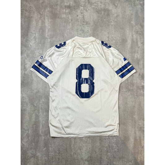 Vintage 90s Troy Aikman #8 Dallas Cowboys NFL Starter 75 Anni Football Jersey XL