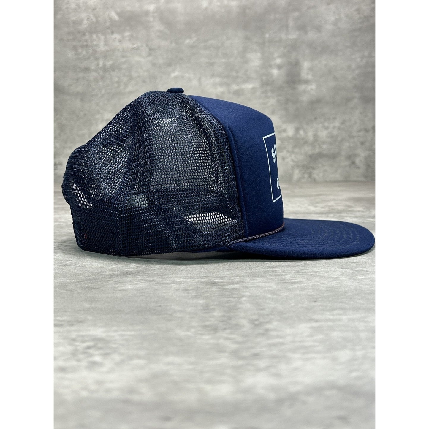 Vintage 80s SDNGEA Brookings Graphic Logo Trucker Snapback Hat OSFA Blue