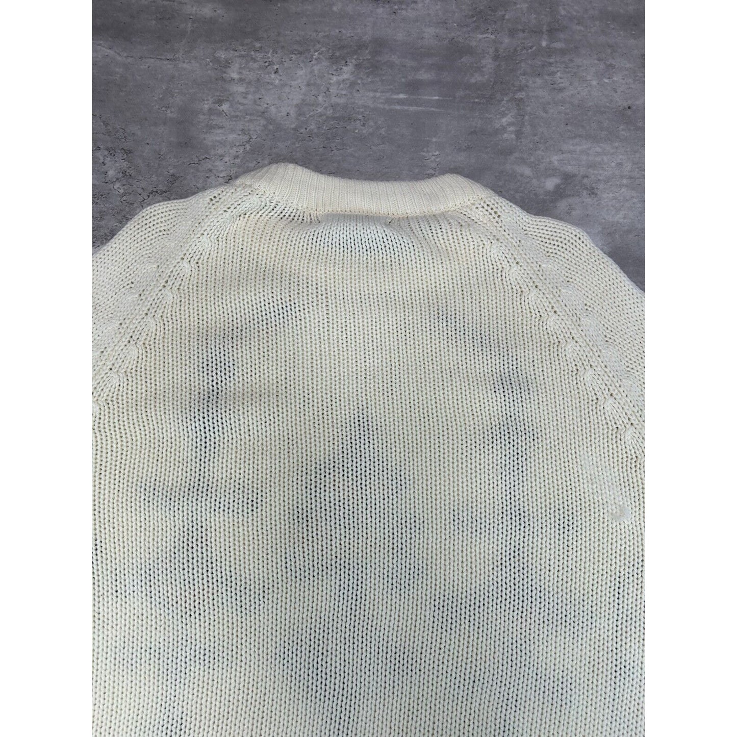 Vintage 1960s Sigallo Abstract Design Pull Over Knit Sweater Size Medium Beige