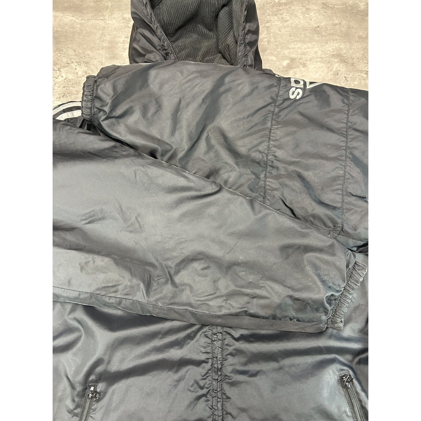 Vintage 90s Adidas Embroidered Logo Reversible Full Zip Hooded Jacket Size XL