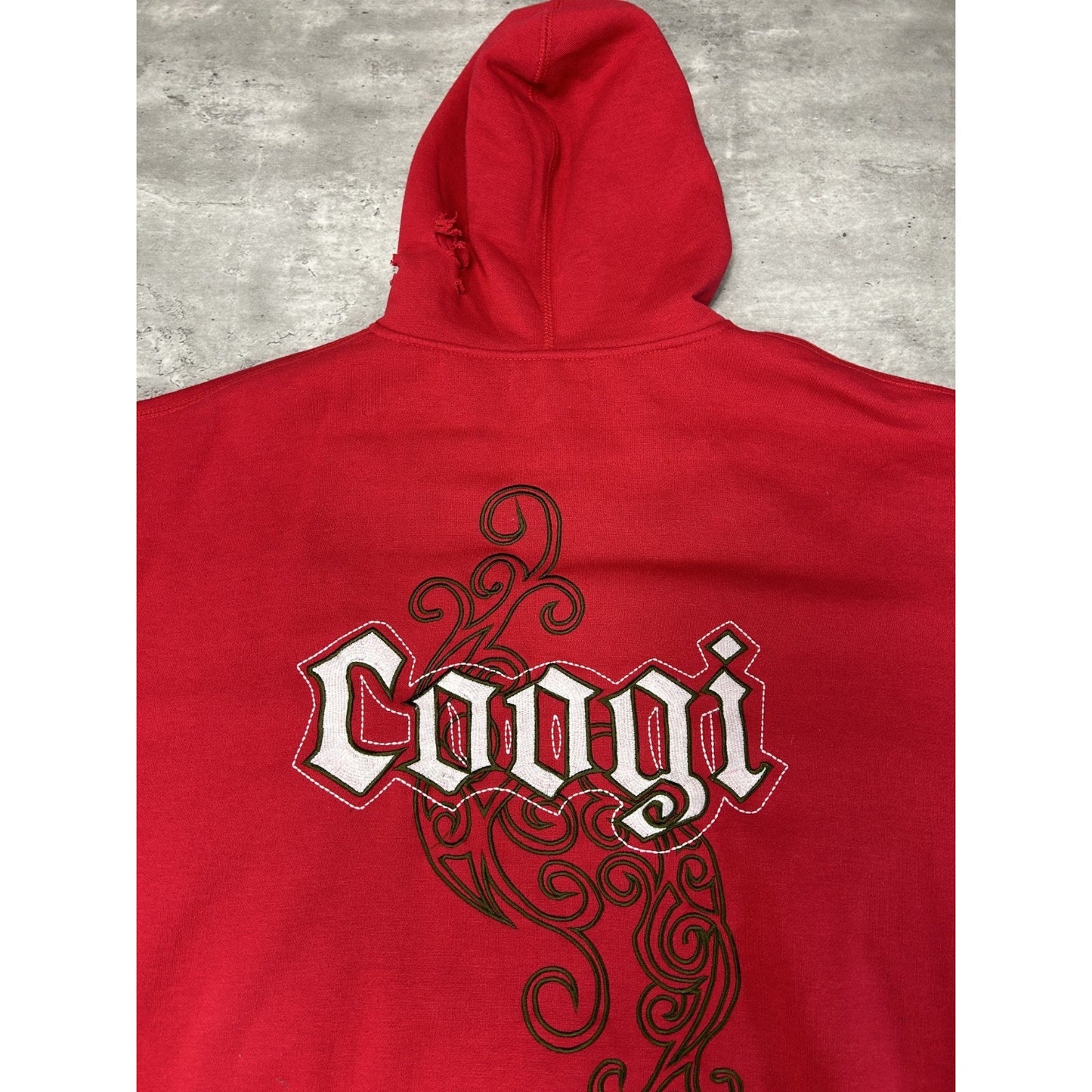 Vintage Y2K Coogi Embroidered Spellout Full Zip Hooded Sweatshirt Size 2XL